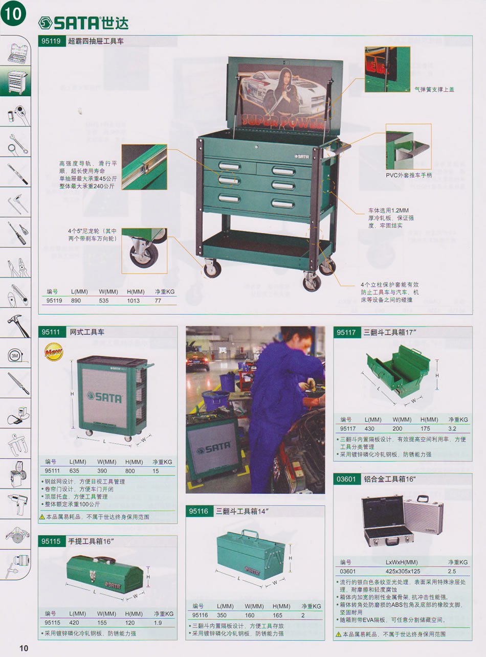 工具箱，工具车，工具包第3页（对应纸质样本总第10页） 点击左右页面前后翻页 本类共5页